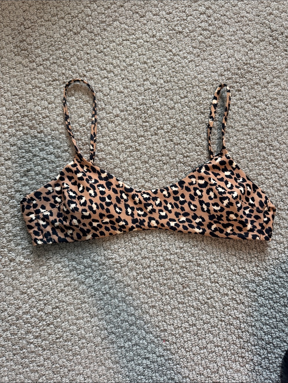 Leopard Print Bikini Top- Tan & Black